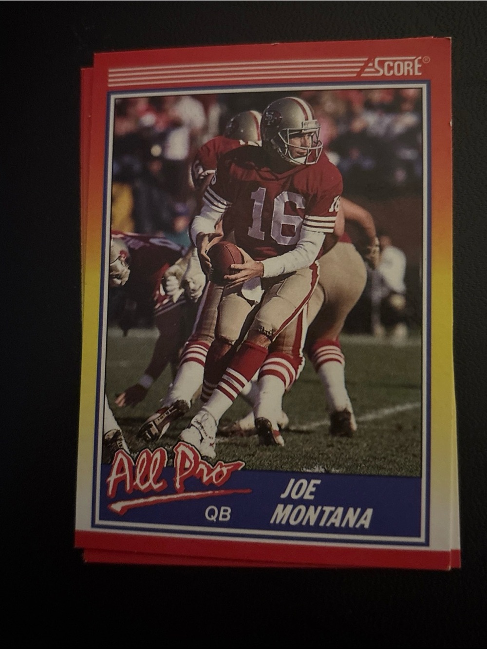 Joe Montana All-Pro Football Trading Card - Red/Gold